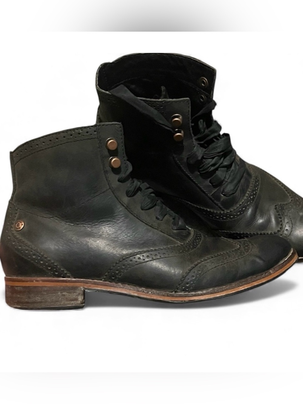 Sebago women’s claremont wingtip leather booties black size 8M